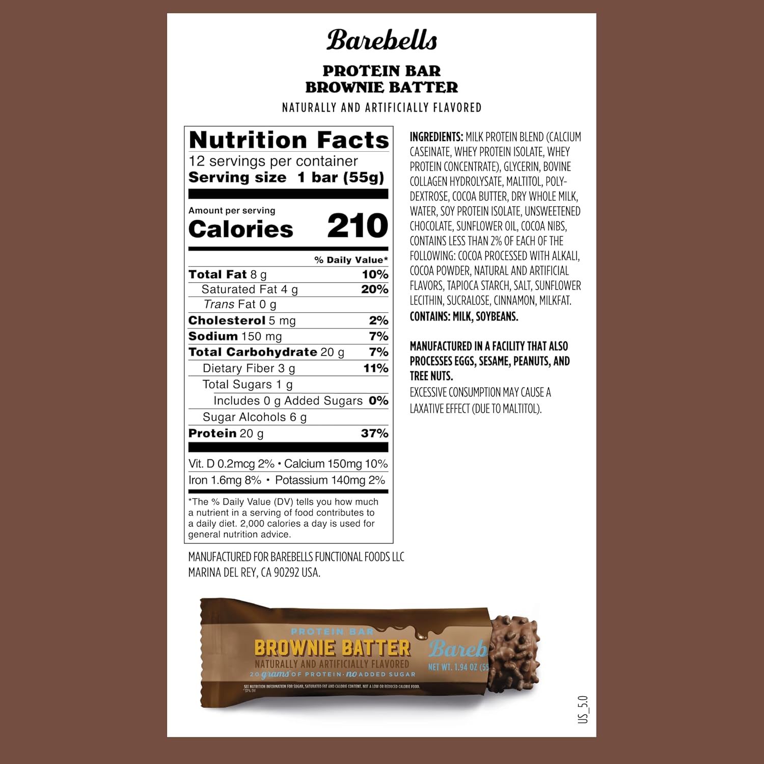 Barebells Protein Bars Brownie Batter, 55g, 12-Pack