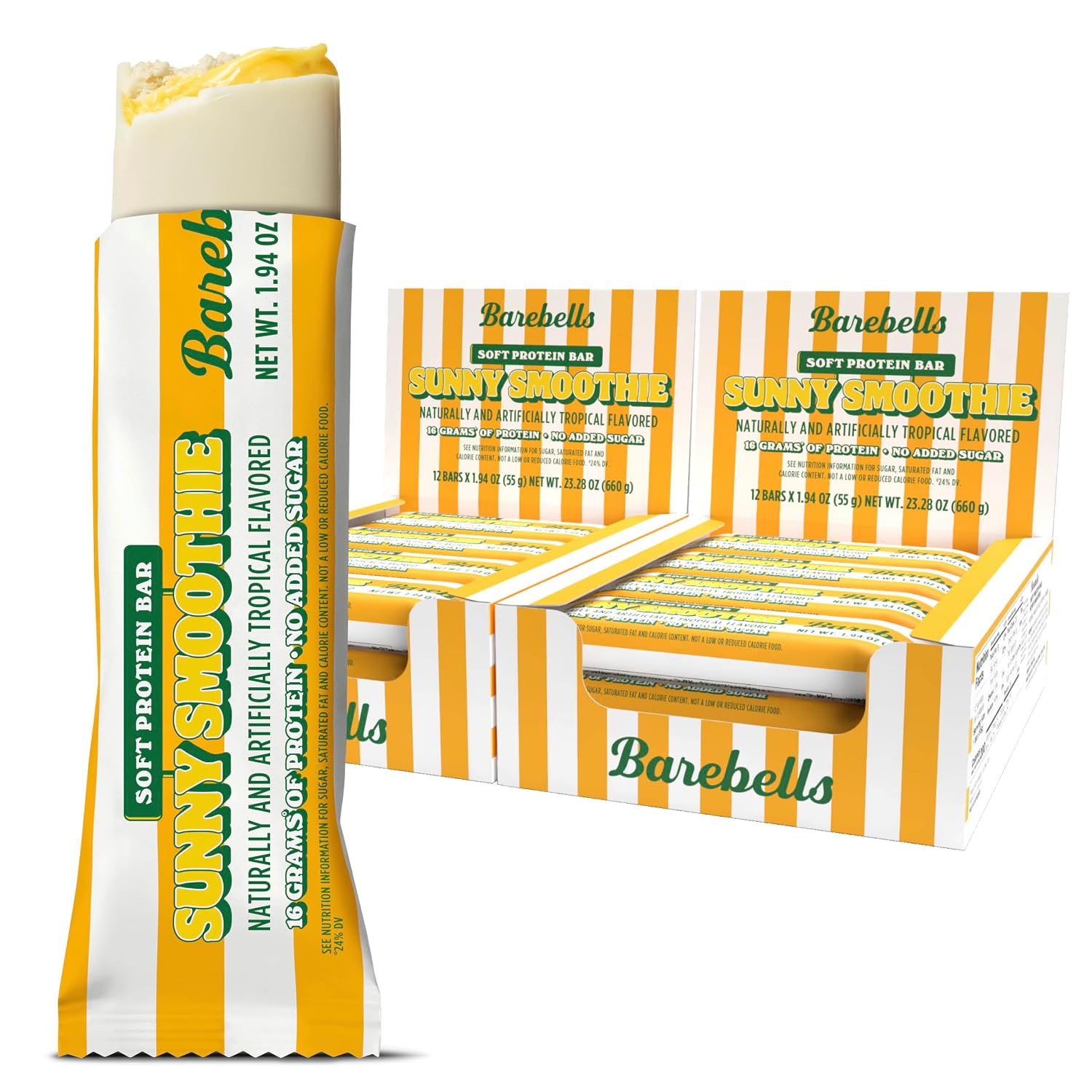 Barebells Soft Protein Bars, Sunny Smoothie, 16g Protein, 24 Count