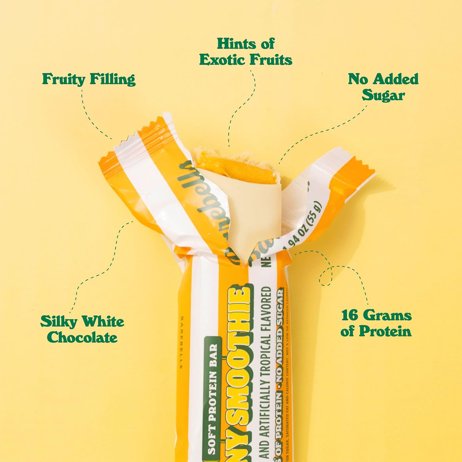 Barebells Soft Protein Bars, Sunny Smoothie, 16g Protein, 12 Count