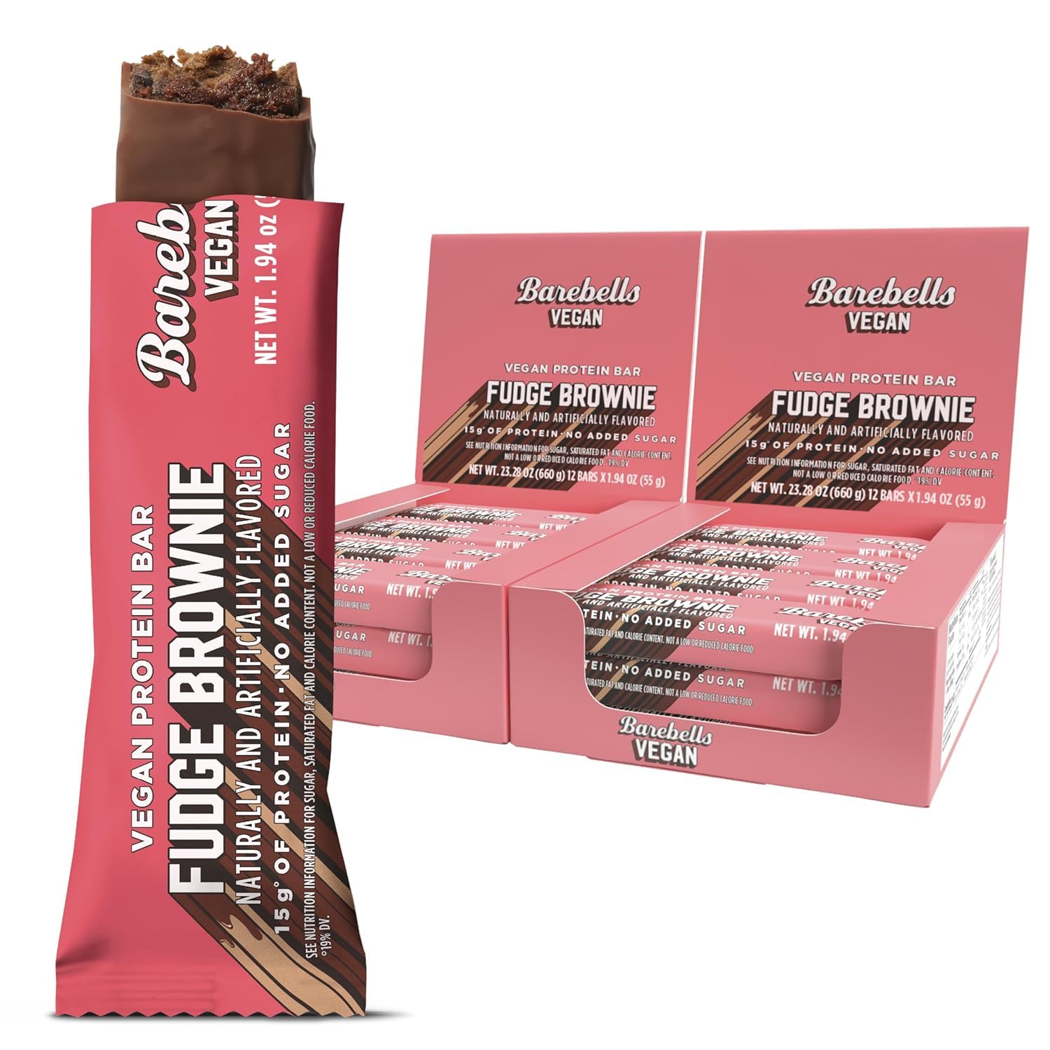 Barebells Vegan Protein Bars Fudge Brownie, 24-Pack