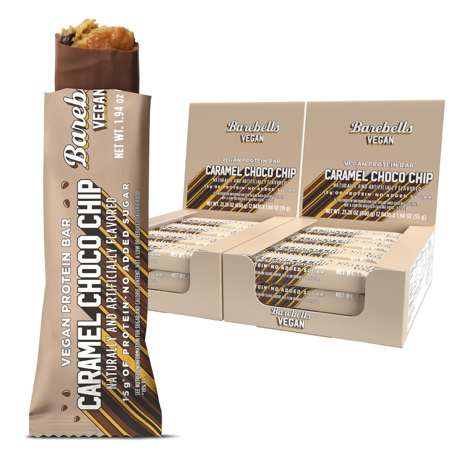 Barebells Vegan Protein Bars Caramel Choco Chip, 24-Pack
