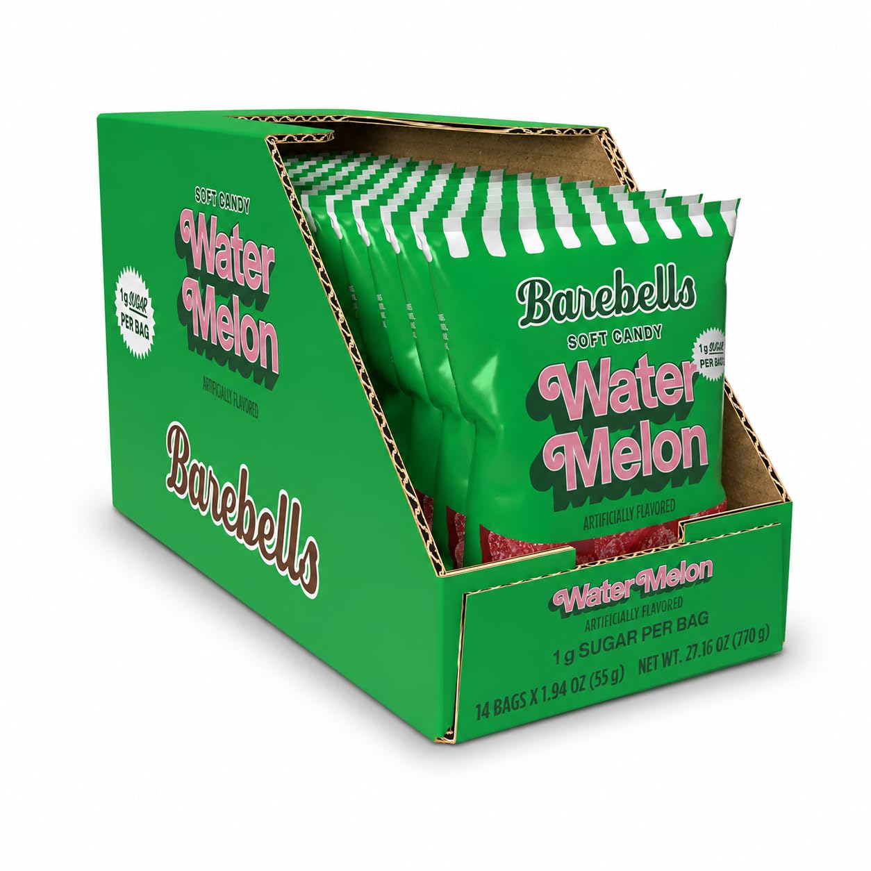 Barebells Water Melon Gummy Candy, 1g Sugar, 55g Bags, 14 Pack