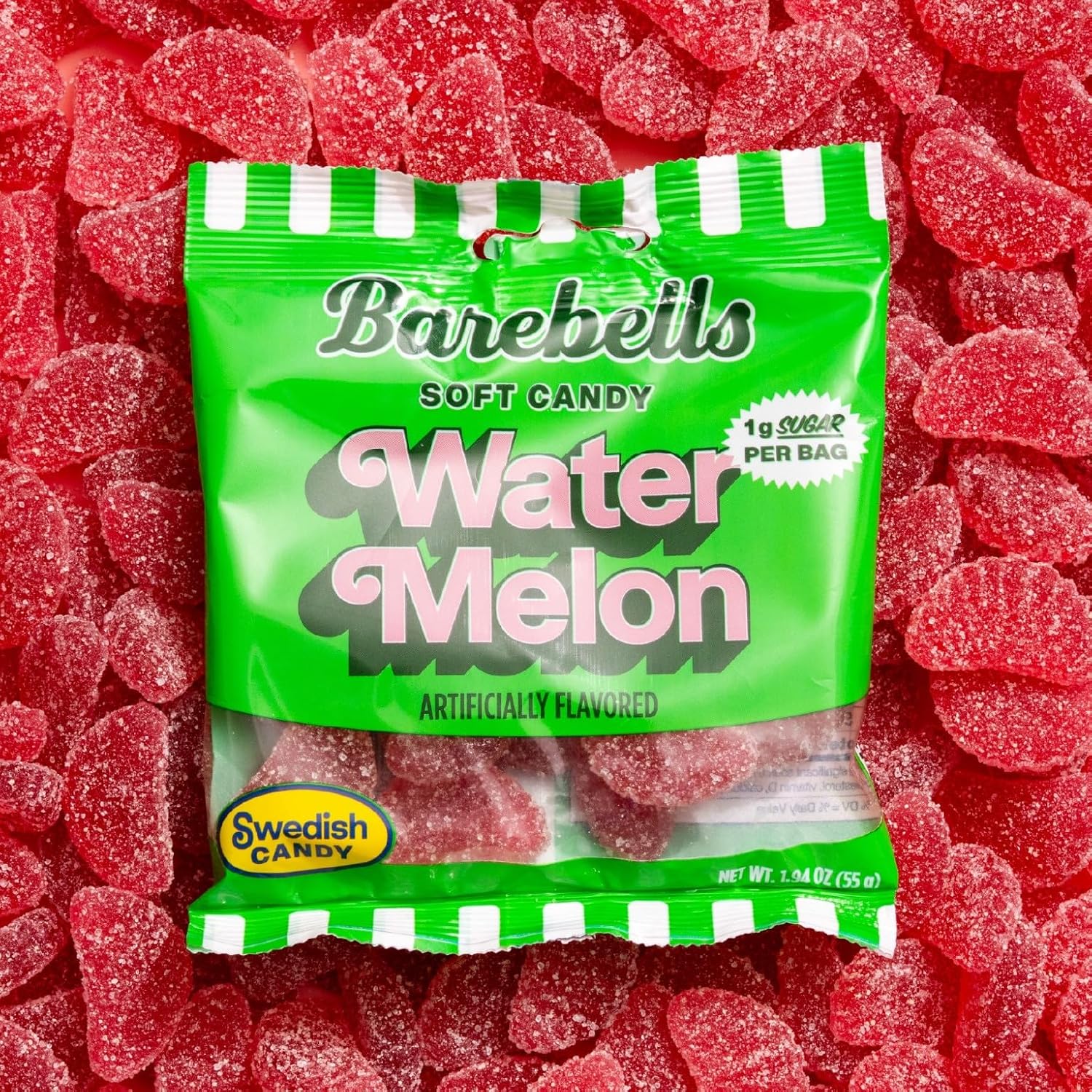 Barebells Water Melon Gummy Candy, 1g Sugar, 55g Bags, 14 Pack