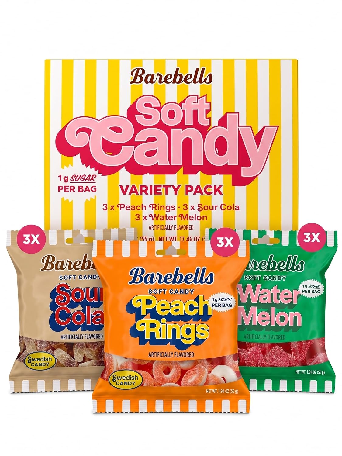 Barebells Gummy Candy Variety Pack, 1g Sugar, 55g Bags, 9 Pack
