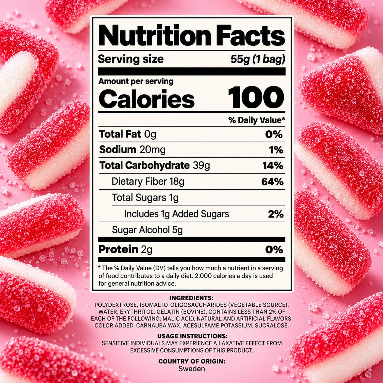 Barebells Cherry Kicks Gummy Candy, 1g Sugar, 55g Bags, 9 Pack