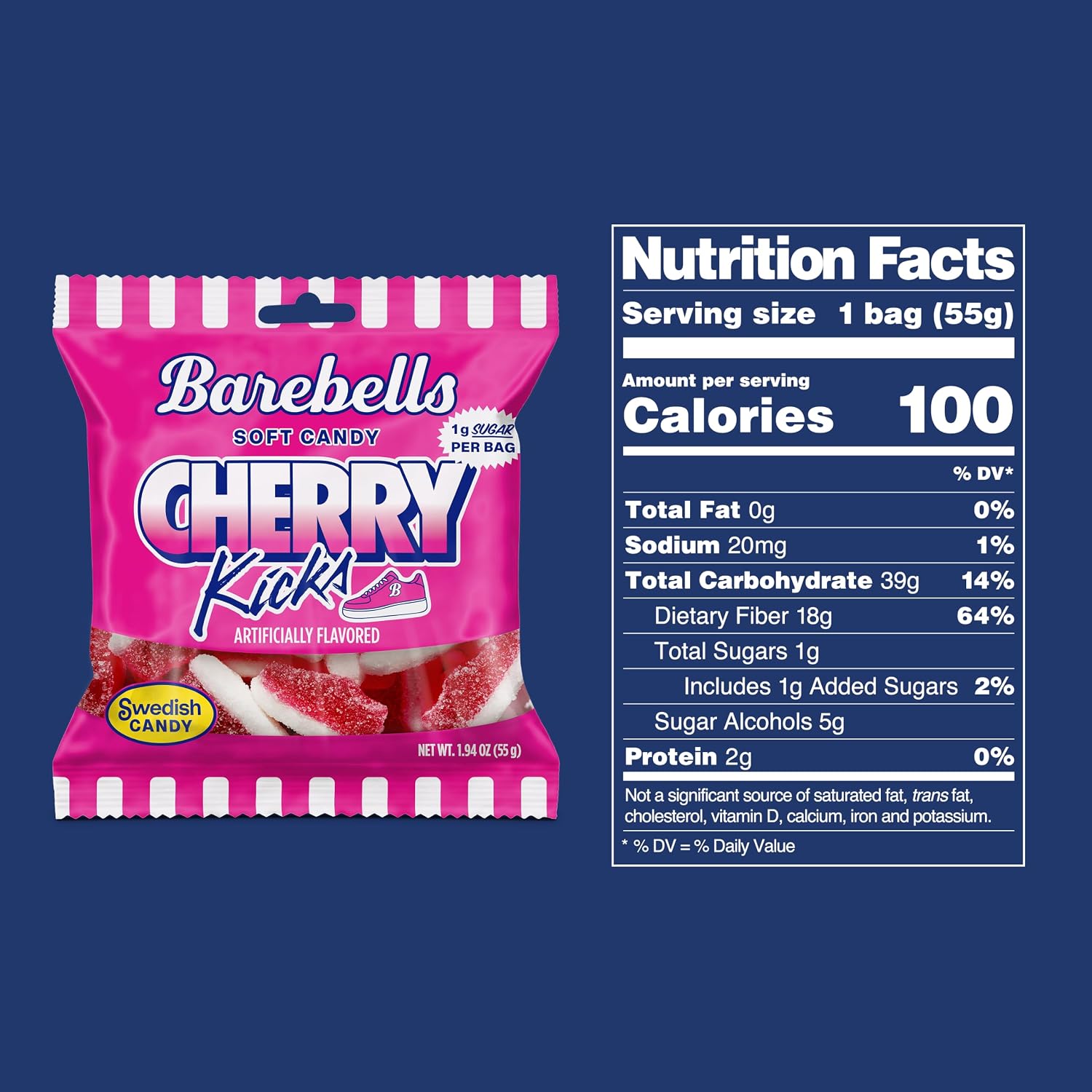 Barebells Cherry Kicks Gummy Candy, 1g Sugar, 55g Bags, 9 Pack