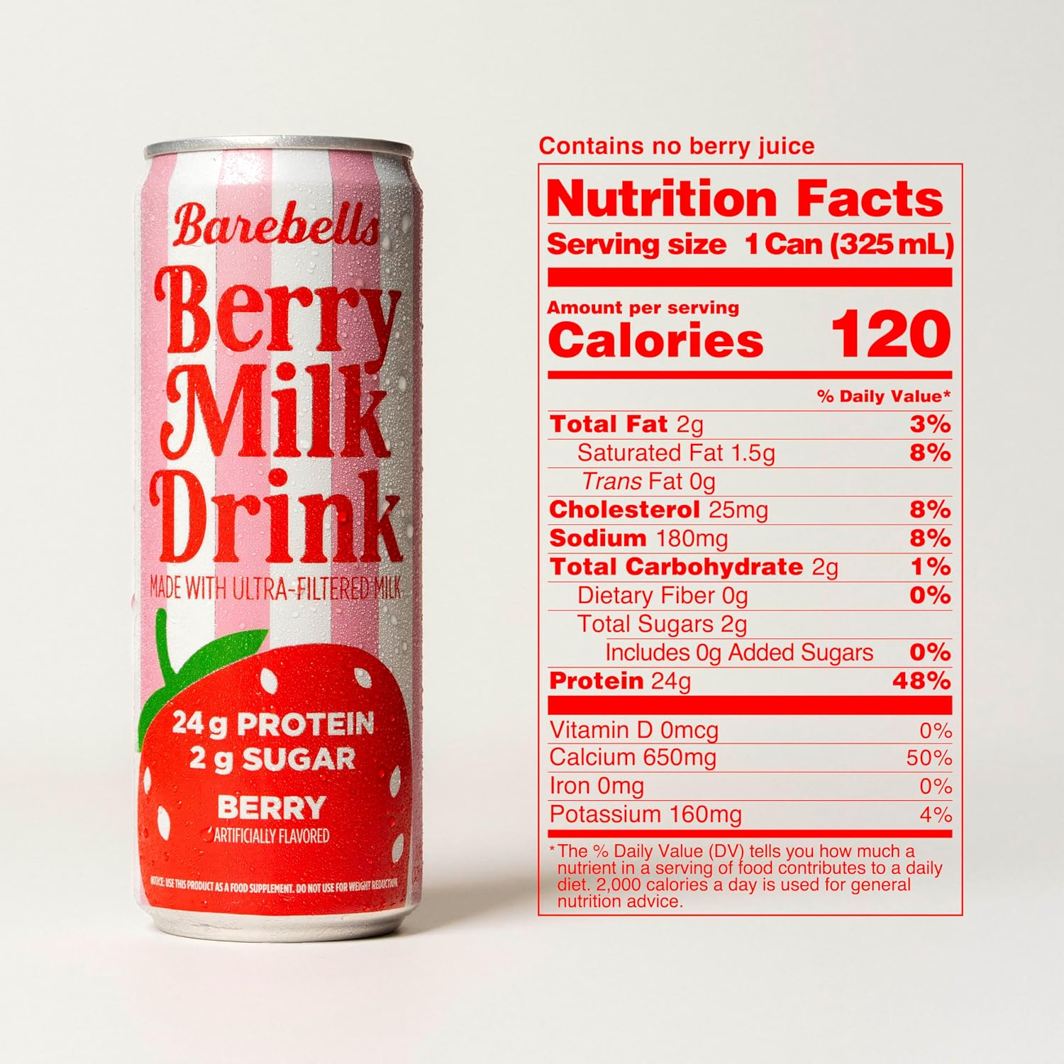 Barebells Protein Milk Drink, Berry, 24g Protein, 11 fl oz, 12 Pack