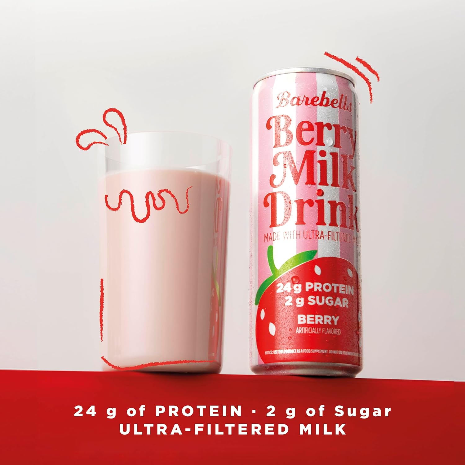 Barebells Protein Milk Drink, Berry, 24g Protein, 11 fl oz, 12 Pack