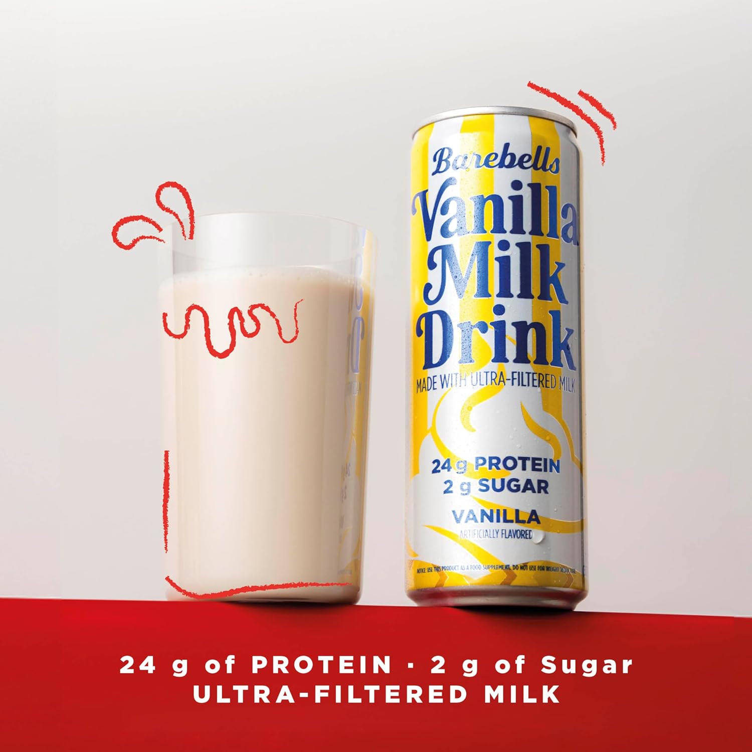 Barebells Protein Milk Drink, Vanilla, 24g Protein, 11 fl oz, 12 Pack