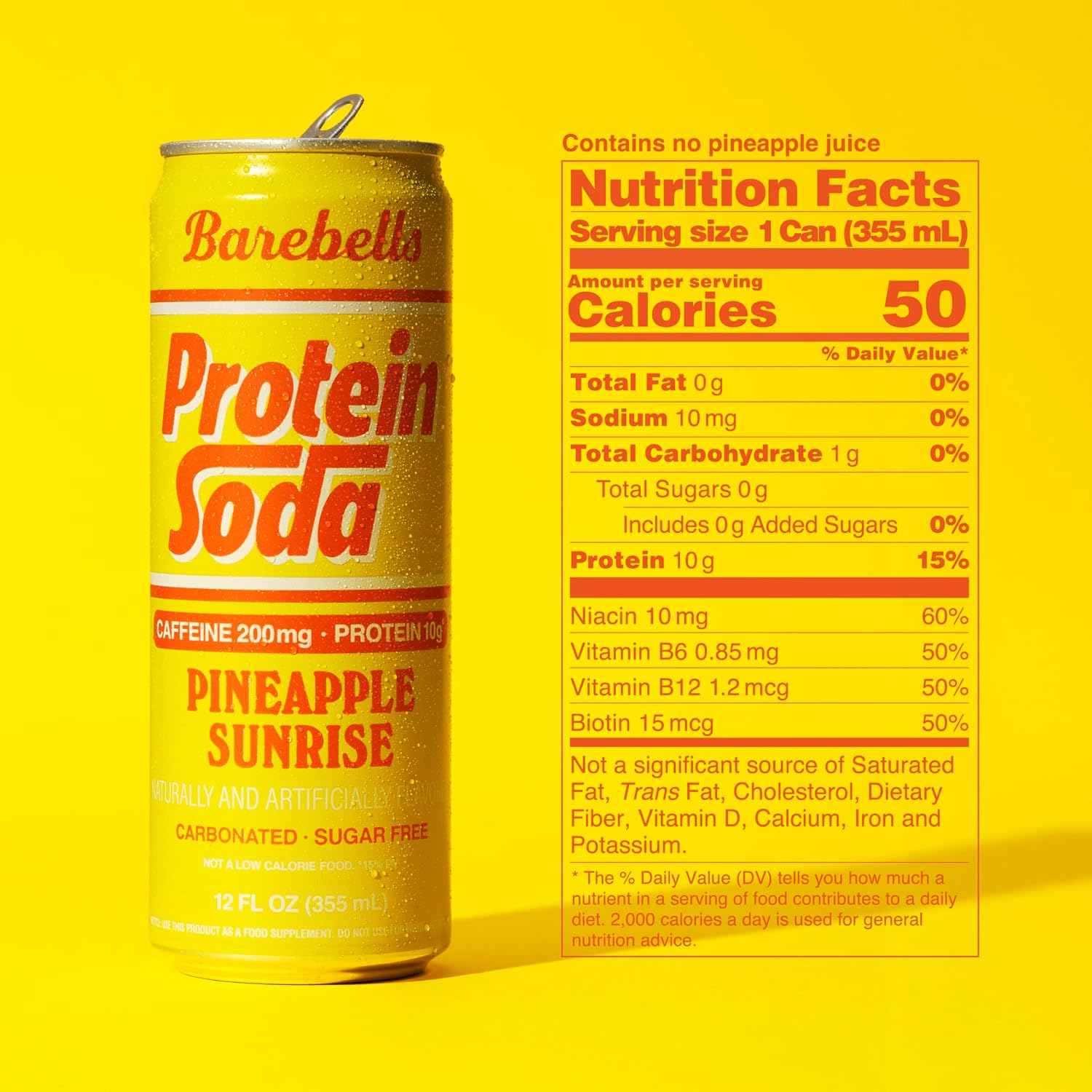 Barebells Protein Soda Pineapple Sunrise, 12 fl oz, 12-Pack