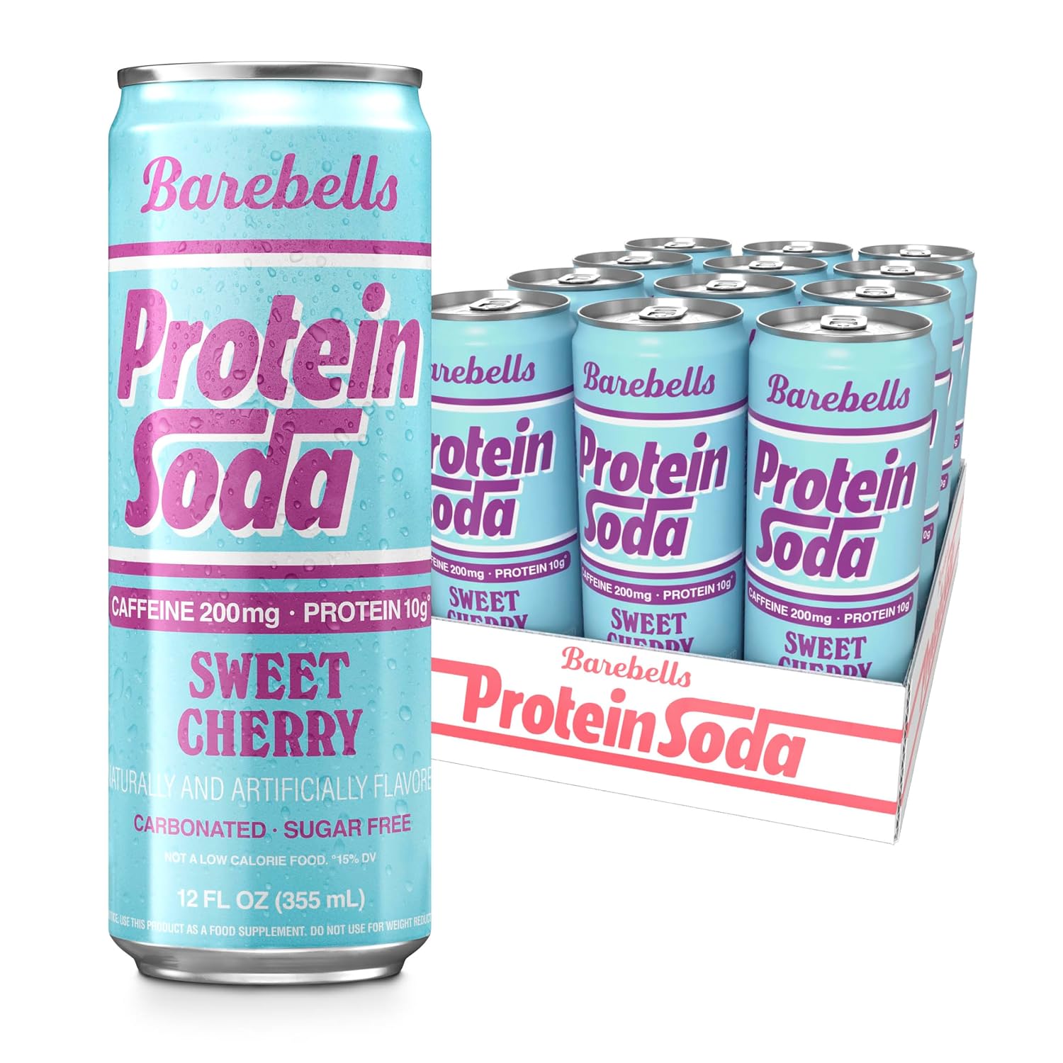 Barebells Protein Soda Sweet Cherry, 12 fl oz, 12-Pack