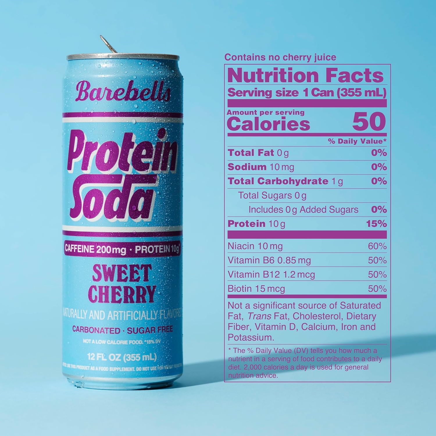 Barebells Protein Soda Sweet Cherry, 12 fl oz, 12-Pack