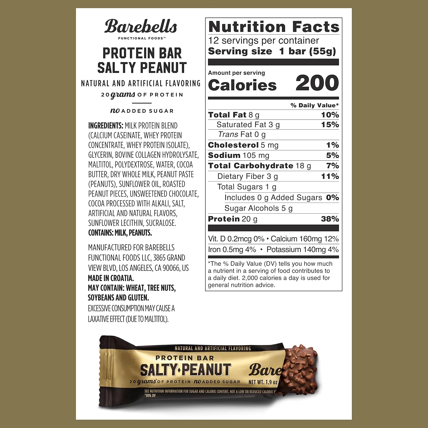 Barebells Protein Bars Salty Peanut, 55g, 24-Pack